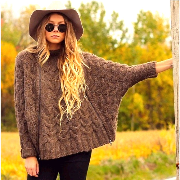 Free People Womens Oversized XS Sweater Following Directions Poncho Cape Wool - Picture 1 of 11